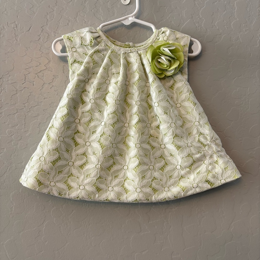 Marmellata baby girls green and white floral lace spring dress 12 months